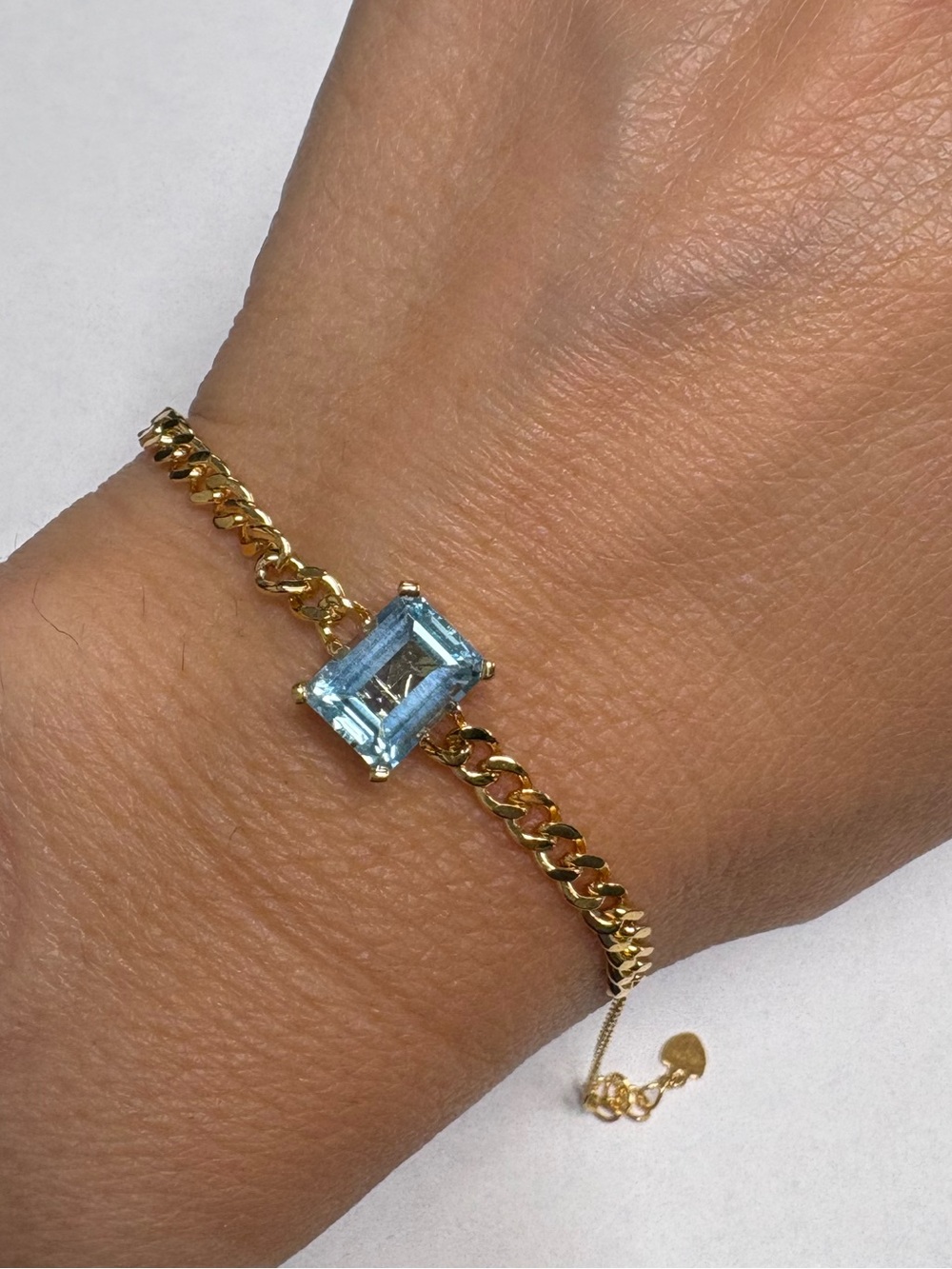 Suzy Levian Sample Yellow Sterling Silver Blue Topaz Chain Bracelet NWT